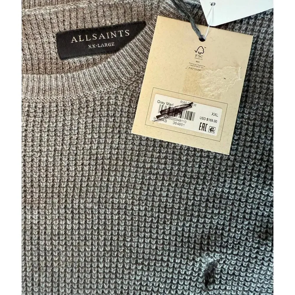 AllSaints Men's Grey Crew Neck Sweater XXL (3109)